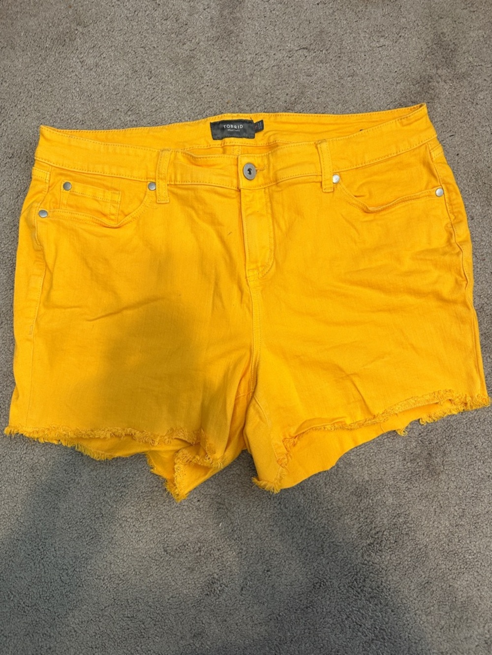 torrid Bright Yellow Frayed Hem Denim Shorts